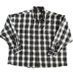 Powder River Outfitters Mens 3XL White Black Plaid Pearl Snap Shirt Flannel